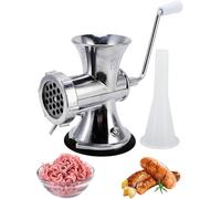 Topyond Tritacarne Manuale Argento a Ventosa, tritacarne con Struttura in Lega di Alluminio, Include riempitrice per Salsicce per Cucina Domestica