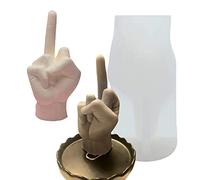 TOPYS Grande stampo in silicone a forma di mano 3D, stampo per candela gesto da 17 cm, stampo per colata in resina a forma di dito medio 1:1 per fare candele e cuocere a sapone, cera e mousse gelato