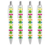 TopZeDeals Shamrock Clover Stripes penna a sfera retrattile 0,5 mm punta grassetta inchiostro nero penne di qualità premium strumento di scrittura 4 pezzi