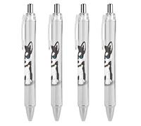 TopZeDeals Siberian Husky Puppy - Penna a sfera retrattile, punta fine da 0,5 mm, ad asciugatura rapida, scrittura liscia, 4 pezzi