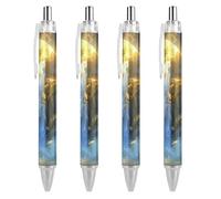 TopZeDeals The Big Moon - Penna a sfera retrattile, inchiostro blu, per ufficio e casa, 4 pezzi