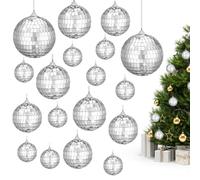 Topzora Palla Da Discoteca,20 Pezzi Disco Mirror Ball - Mini Palla da Discoteca in 4 Dimensioni (con Anello per Appendere) per Albero di Natale, Matrimonio, Compleanno, Decorazione per Feste