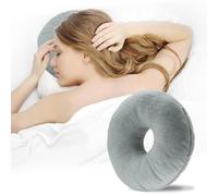 Topzora Piercing cuscino orecchio (31 cm) - Grande cuscino a ciambella con foro per chi dorme sul fianco, cuscino regolabile contro il dolore alle orecchie, rivestimento in velluto morbido lavabile