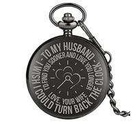 TORALF Parole Speciali per Mio Marito Design Orologio da Tasca al Quarzo Orologio Liscio Catena Nera Pendente Orologio