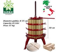 Torchio per uva vinaccia vino pressa a cricco 2 velocità in legno made in italy