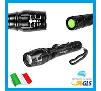 TORCIA 100000 LUMEN TATTICA/MILITARE LED RICARICABILE ZOOM + BATTERIE + CARICAB