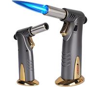 Torcia a butano, Premium doppia fiamma grande torcia accendino da cucina con blocco di sicurezza regolabile ricaricabile Soffio culinario multiuso