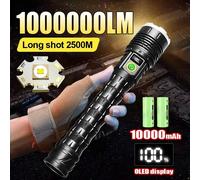 Torcia a LED ad alta potenza da 10000 mAh Torcia a lungo raggio da 5000 M Torcia da campeggio tattica esterna ultra potente ricaricabile
