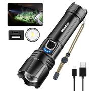 Torcia a LED da 2000 lumen, ricaricabile tramite USB, super luminosa XHP70.2 con funzione Power Bank, 5 modalità potente torcia a fuoco regolabile IPX6 impermeabile per uso domestico