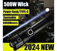 Torcia a LED da 8800 metri Torcia ricaricabile TYPE-C Potente torcia tattica Zoomabile Lanterna da caccia Lampada a mano impermeabile