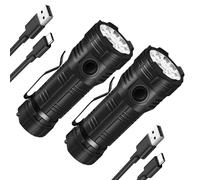 Torcia a LED estremamente luminosa, ricaricabile, 50000 lumen, 8 modalità di illuminazione, 8 LED IPX68, impermeabile, torcia tattica con batteria da 5000 mAh, per le emergenze all'aperto, campeggio