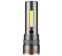 Torcia a LED in alluminio, estremamente luminosa, ricaricabile USB-C, mini torcia zoomabile con 4 modalità di luce, impermeabile e utilizzabile anche come power bank, perfetta per campeggio,