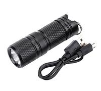 Demeras Torcia a LED Mini Torcia a Torcia Piccola Torcia Portatile USB Ricaricabile a LED Torcia Portachiavi Torcia Tascabile(Nero)