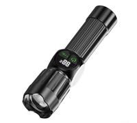 Torcia a LED ricaricabile con ricarica USB, doppia modalità di illuminazione con faretto e luce laterale COB, batteria integrata e display digitale della batteria