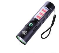 Torcia a LED ricaricabile con zoom meccanico, faretto a lungo raggio da 500 m, ricarica rapida USB-C, corpo in lega di alluminio, modalità di luce bianca e rossa per campeggio ed escursionismo (A)