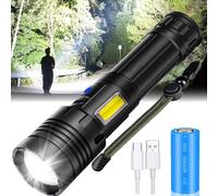 TORCIA A LED RICARICABILE USB LUCE ELETTRICA POTENTE ZOOM TATTICA MILITARE