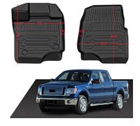 Torcia All-Weather Floor Mats Compatible for 2015-2024 Ford F-150 Super Crew Cab | Front Row Liner w/Ultra-High Density Spikes, Black - Custom Fit