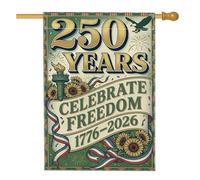 Torcia, bandiera patriottica vintage con aquila di girasole per il giorno dell'indipendenza verde su entrambi i lati in iuta da esterni, grande bandiera da giardino per esterni, patio, prato, ingresso