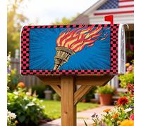 Torcia, coperture magnetiche per cassette postali, vintage, fiamme audaci, a scacchiera, estive, rosse, per decorazione esterna da cortile, 45,7 x 53,3 cm