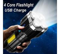 Torcia da campeggio con torce a LED ad alta potenza con 4 perline di lampada e luce laterale COB lanterna portatile ricaricabile a mano 4 modalità di illuminazione