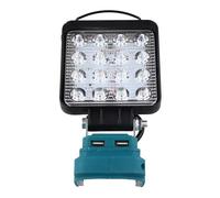 Torcia da lavoro senza fili, compatibile con batteria da 18 V, con porta di ricarica USB, testa girevole a 90-180°, per cantieri all'aperto