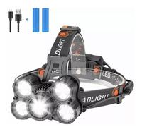 Torcia da Testa LED USB con 5 Lampadine Luce Frontale Faro da Pesca e Campeggio