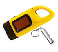 Torcia elettrica esterna alimentata a manovella, salvataggio di emergenza con fischietto, carica solare, guscio in ABS (colore giallo, 12,4 cm* 3)