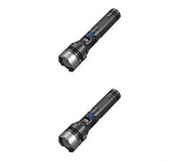 Torcia elettrica ricaricabile con zoom di tipo C con display LCD in tempo reale dello stato della batteria e LED ad alto rendimento per attività notturne e utilitarie (2 pezzi)