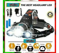 Torcia Frontale 3X LED 12000 Lumen Ricaricabile | Campeggio, Pesca, Trekking