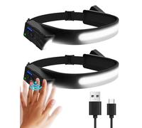 Torcia frontale a LED ricaricabile, 1200 lumen, 4 spot light 230° COB Sensor lampada frontale ultra leggera IPX4 impermeabile con 5 modalità di luce e indicatore di livello della batteria, per