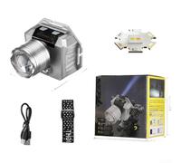 Torcia frontale a LED ricaricabile con sensore di movimento, 2400 mAh, USB-C, impermeabile, per corsa, escursionismo, campeggio, pesca, ciclismo, messa a fuoco regolabile, zoom, luce argento (A)