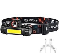 Torcia frontale a LED ricaricabile, luce anteriore testa ad alta potenza portatile con angolo regolabile e impermeabile, pesca, escursioni o escursioni (1 torcia)