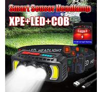 Torcia frontale a LED ricaricabile USB super potente SOS da 2000 M per campeggio Luce di emergenza di sicurezza lampeggiante rossa