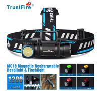 Torcia frontale a LED Trustfire MC18 1200lm 18650 ricaricabile magnetica con indicatore di carica e base magnetica per la pesca