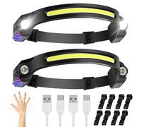 Torcia Frontale,Lampada Frontale LED Ricaricabilecon 2 Faretti a LED XPE 230°vista IPX4 impermeabile Idea Regalo per Uomo/Papà natale Adulti Bambini Campeggio,Corsa,Pesca,Ciclismo-2 confezioni