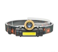 Torcia frontale ricaricabile tramite USB, COB LED, con doppio zoom, impermeabile, per campeggio, escursionismo, corsa, pesca, ciclismo, per adulti, 112 g (nero, 9 x 6,5 x 6,5 cm)
