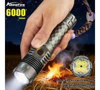Torcia LED 4x 6000LM ad Alta Potenza, Super Luminosa, Ricaricabile USB con Display LCD, Potente per Caccia, Campeggio, Escursionismo, Pesca