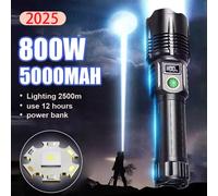Torcia LED ad alta potenza da 800 W 300000 lm Potente torcia a lungo raggio ricaricabile 5000mAh Torcia tattica a lanterna più potente