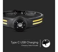 Torcia LED Frontale 3W SMD+5W COB 470lm con Cintura in Silicone e Batteria Ricar