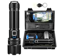 Torcia LED Potente Professionale,500000 Lumens Ricaricabile USB Torce LED Alta Potenza Con Batteria 5000mAh,XHP70.2 Tattica Militare Torcia Elettrica,IP67 Impermeabile 5 Modalità Campeggio Trekking
