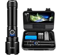 Blukar Torcia LED Potente Professionale, Ricaricabile Super Luminoso Zoomabile T