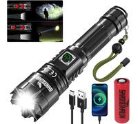 Torcia LED Potente Professionale, Ricaricabile Torce Led Alta Potenza 30000