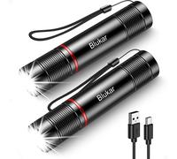 Torcia LED Ricaricabile 2 Pezzi Super Luminoso Torcia Elettrica 4 Modalità di