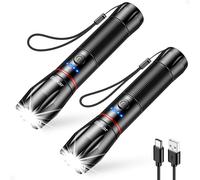 Torcia LED Ricaricabile, [2 Pezzi] Super Luminoso Zoomabile Torcia Elettrica Con