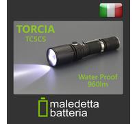 TORCIA LED TC5CS 960lm RICARICABILE 4 MODALITA' WATERPROOF 2MT