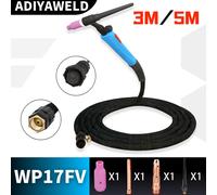 Torcia per saldatura TIG ADIYAWELD WP17FV torcia per saldatura ad arco in tungsteno raffreddata ad aria Argon 3M/5M/7M WP17 valvola per Gas a testa flessibile