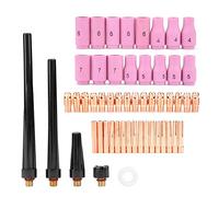 Torcia per Saldatura Tig Parti, CK20 Consumabili Torcia Tig Master Collet 53 Pezzi/set Torcia per Saldatura Tig Parti del Corpo Gas Lens Ugello Collet Cup Kit Accessori per Wp-9 20 25