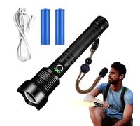 Torcia potente - Luce a LED con zoom ricaricabile tramite USB per le emergenze all'aperto | Torcia impermeabile per la caccia da campeggio Survival Backpacking Bushcraft Stormramp Gear di preparazione
