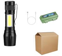 Torcia ricaricabile a LED con zoom con messa a fuoco regolabile, porta di ricarica USB e batteria da 600 mAh, lanterna compatta in lega di alluminio per campeggio, escursionismo e attività all'aperto