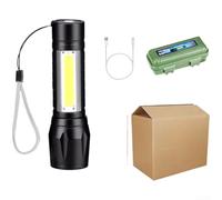 Torcia ricaricabile a LED con zoom con messa a fuoco regolabile, porta di ricarica USB e batteria da 600 mAh, lanterna compatta in lega di alluminio per campeggio, escursionismo e attività all'aperto